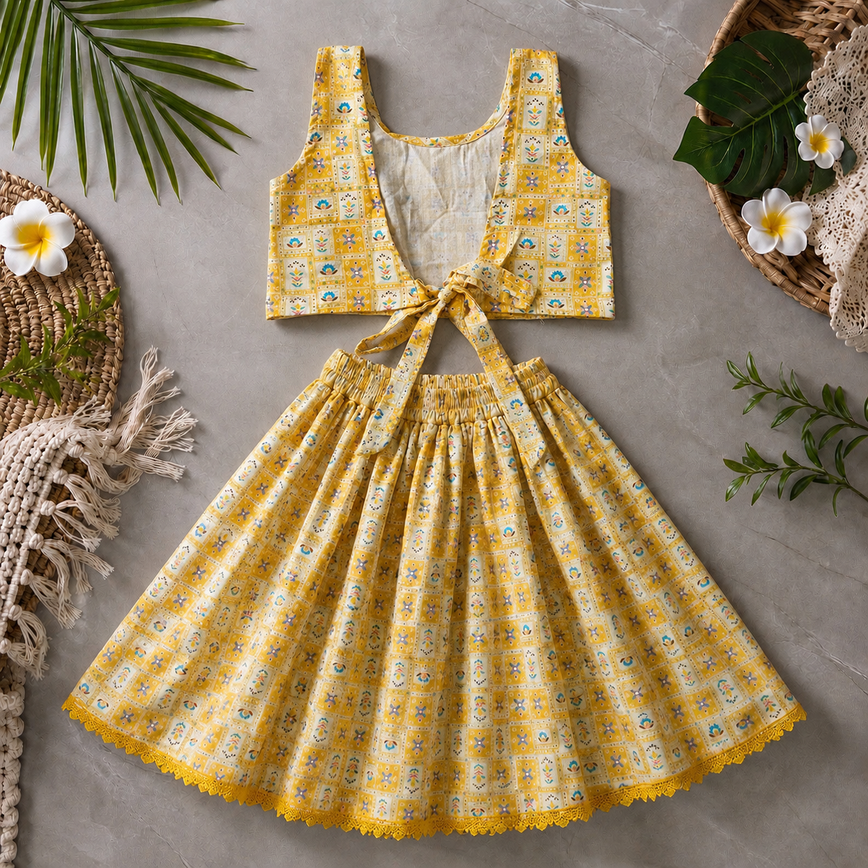 Girls Lehenga Set- Marigold