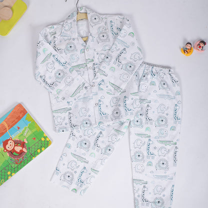 Cotton Nightsuit- Grey Animals