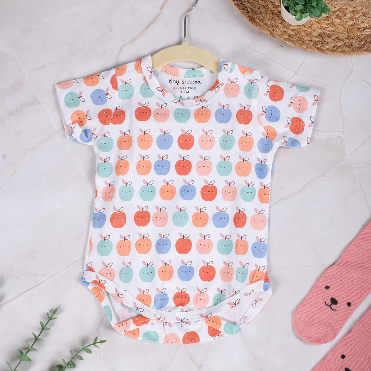 Cotton Bodysuits- Pears & Apples- Pack of 2