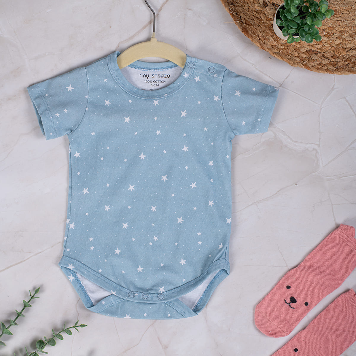 Cotton Bodysuits- Grey Animals & Grey Sky- Pack of 2