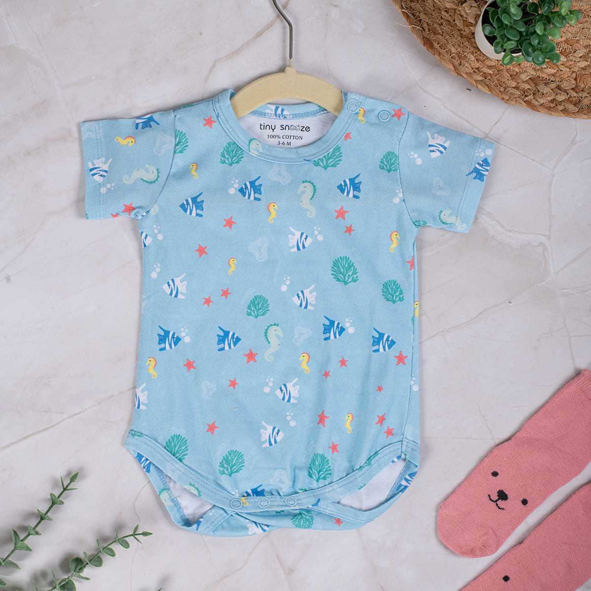 Cotton Bodysuits- Waves & Underwater- Pack of 2