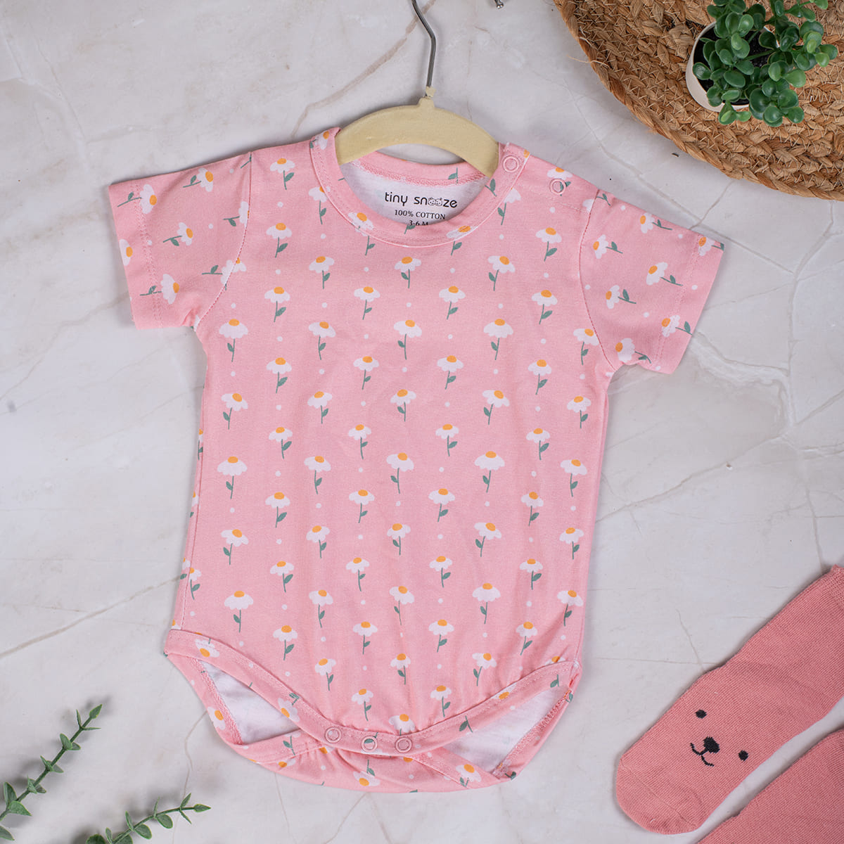 Cotton Bodysuits- Pastel Leaves & Dandelions- Pack of 2