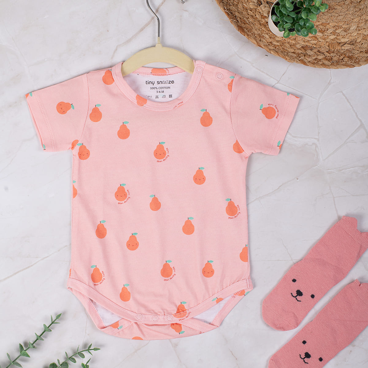 Cotton Bodysuits- Pears & Apples- Pack of 2