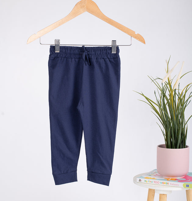 Boys Cotton Joggers- Navy Blue