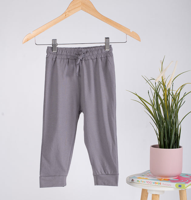 Boys Cotton Joggers- Grey