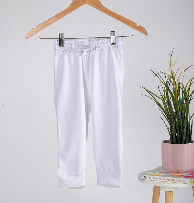 Boys Cotton Joggers- Cream