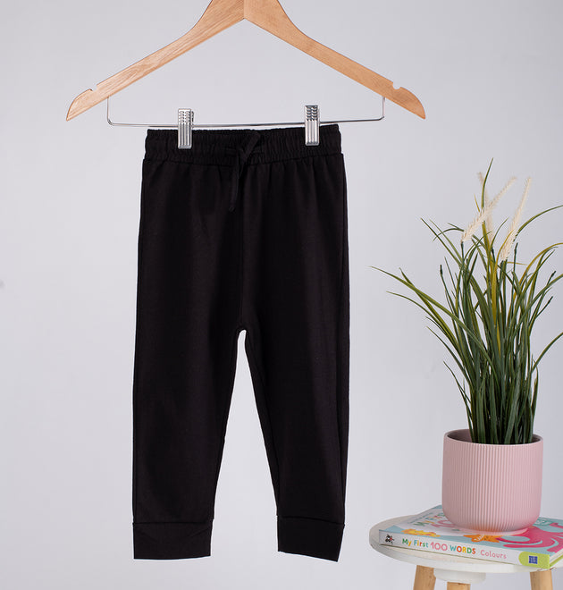 Boys Cotton Joggers- Black