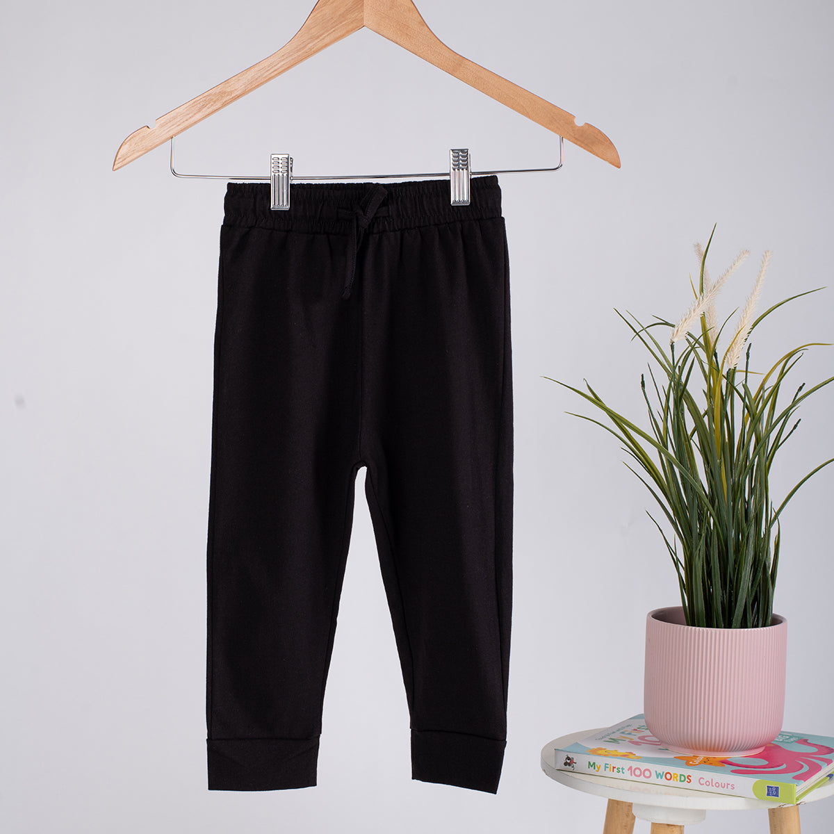 Boys Cotton Joggers- Black