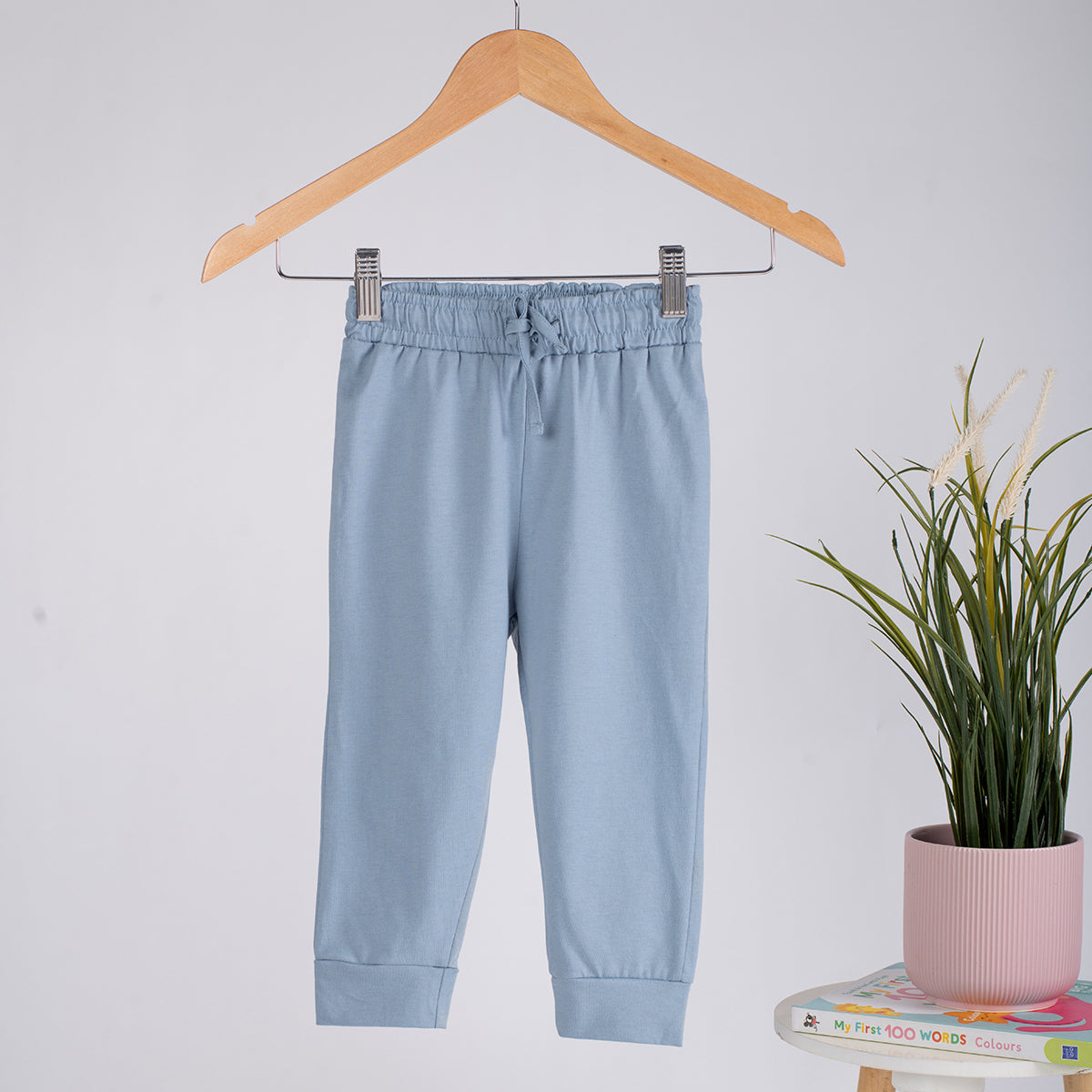 Boys Cotton Joggers- Powder Blue