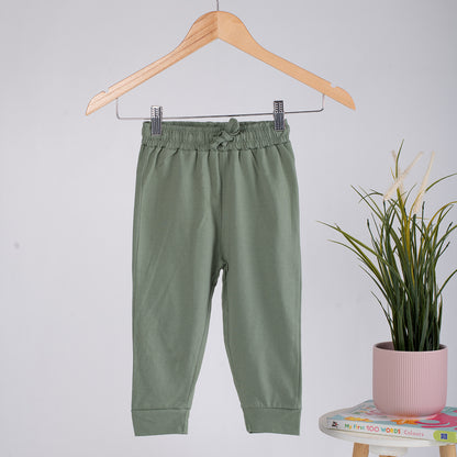 Boys Cotton Joggers- Olive Green