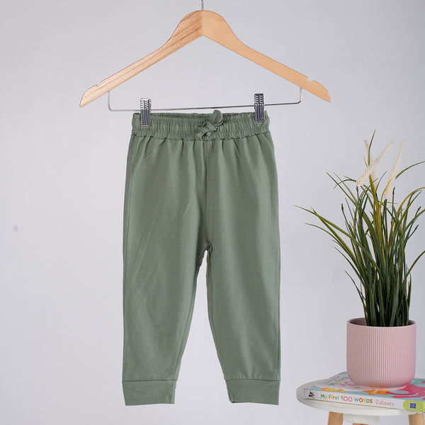 Boys Cotton Joggers- Olive Green