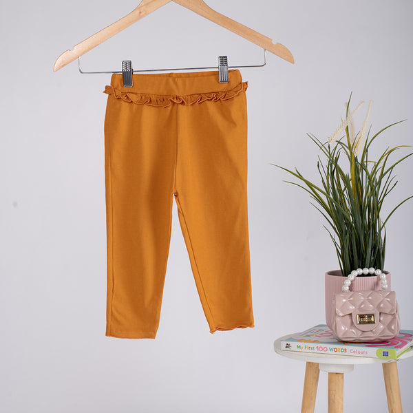 Girls Cotton Leggings- Rust Orange
