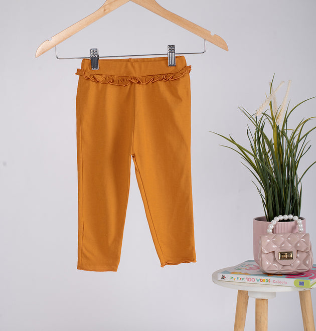 Girls Cotton Leggings- Yellow Sky & Rust Orange- Pack of 2