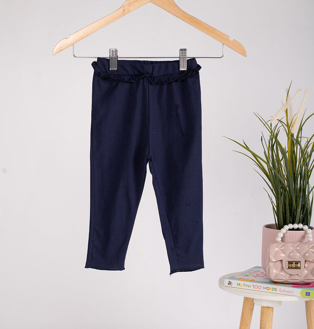 Girls Cotton Leggings- Navy Blue