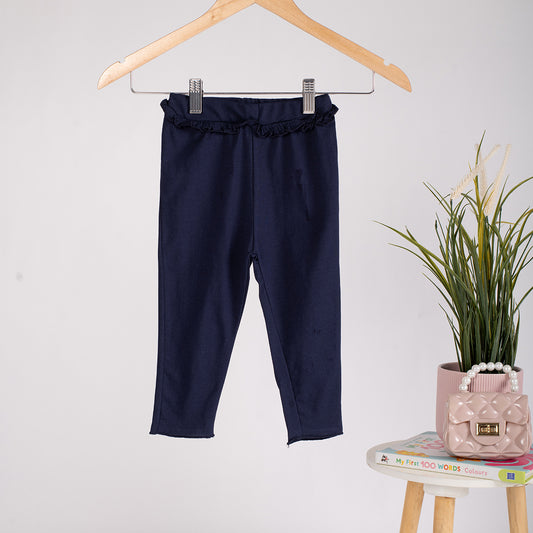 Girls Cotton Leggings- Navy Blue