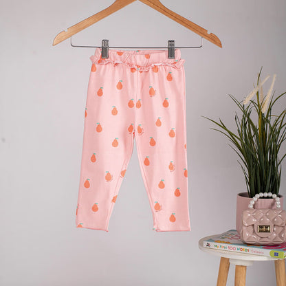 Girls Cotton Leggings- Pears & Powder Blue- Pack of 2