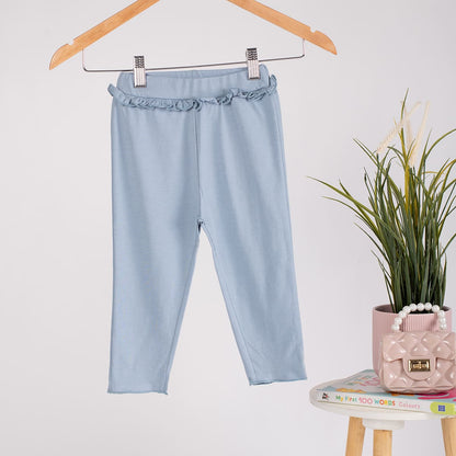 Girls Cotton Leggings- Pears & Powder Blue- Pack of 2