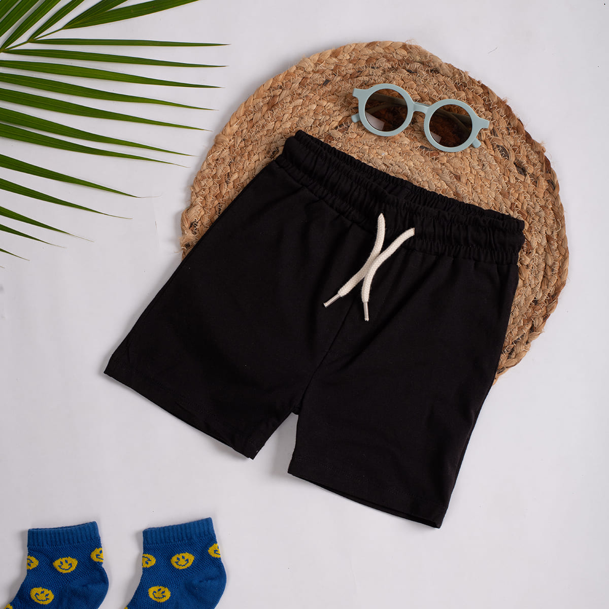 Boys Shorts- Apples & Solid Black- Pack of 2