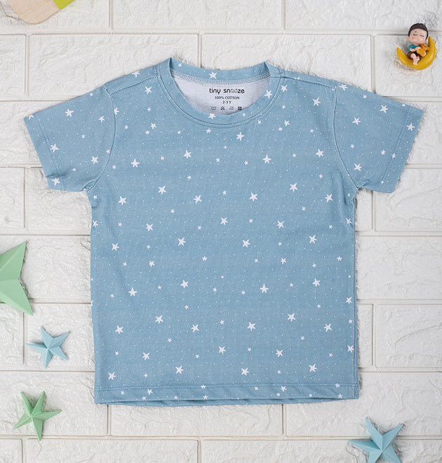 Kids Cotton Tshirt- Grey Animals & Grey Sky- Pack of 2