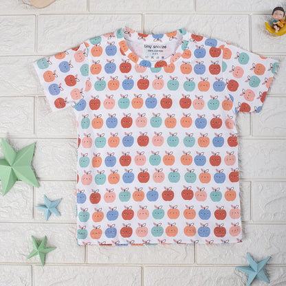 Kids Cotton Tshirt- Pears & Apples- Pack of 2