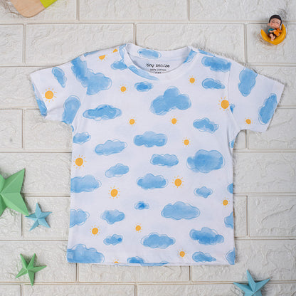 Kids Cotton Tshirt- Sun Clouds & Yellow Sky- Pack of 2