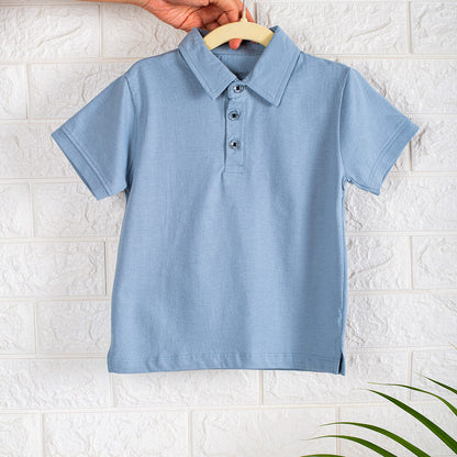 Boys Polo Tshirt- Magical Sky & Solid Powder Blue- Pack of 2