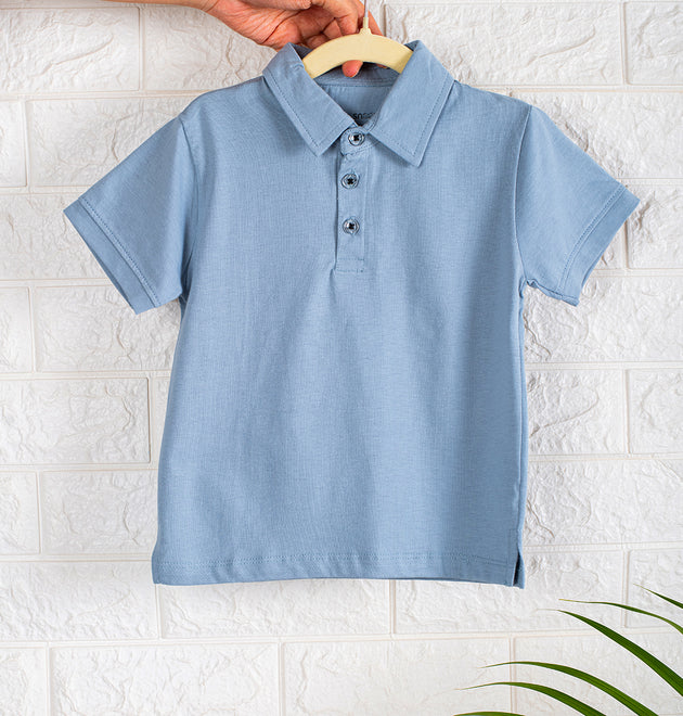 Boys Polo Tshirt- Magical Sky & Solid Powder Blue- Pack of 2