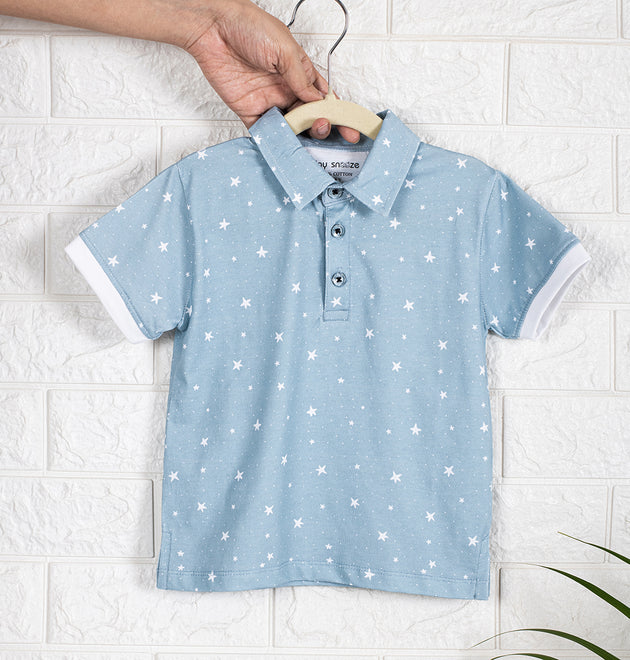 Boys Polo Tshirt- Grey Sky & Solid White- Pack of 2