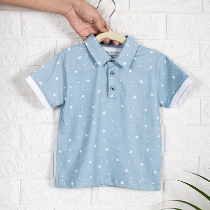 Boys Polo Tshirt- Grey Sky & Solid White- Pack of 2