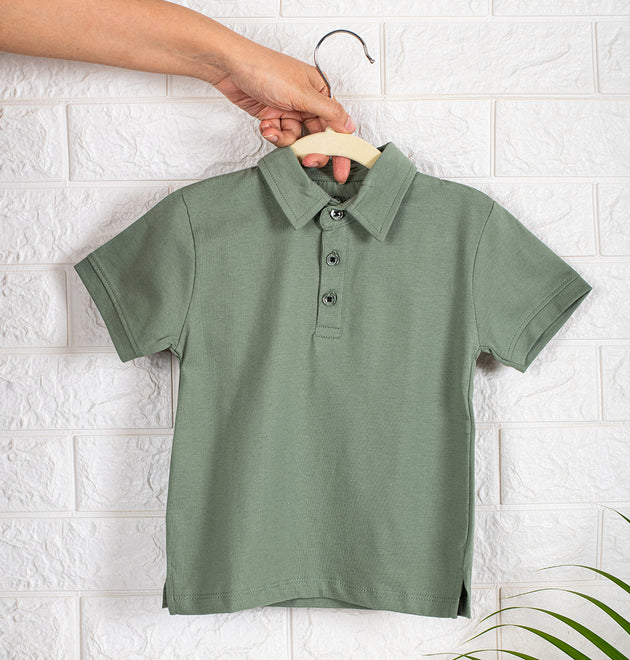 Boys Polo Tshirt- Yellow Sky & Solid Olive Green- Pack of 2