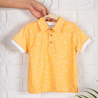 Boys Polo Tshirt- Yellow Sky & Solid Olive Green- Pack of 2