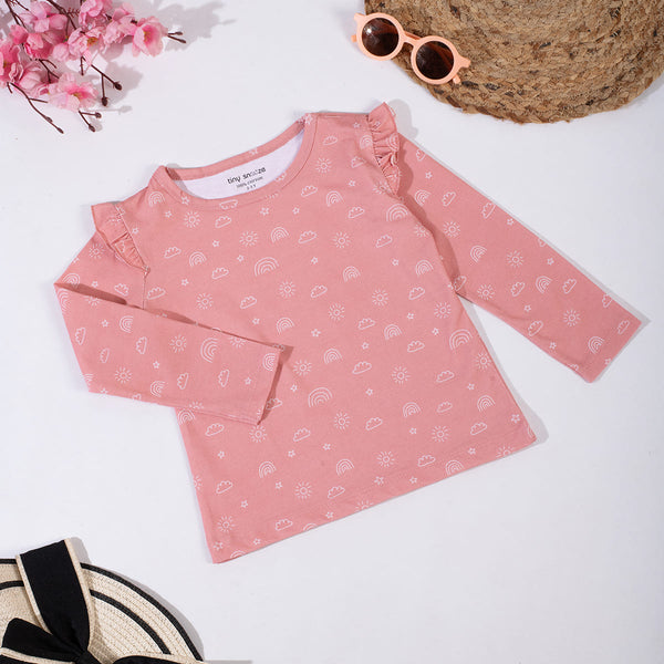 Girls Cotton Full-Sleeve Top- Grey Sky & Magical Sky- Pack of 2