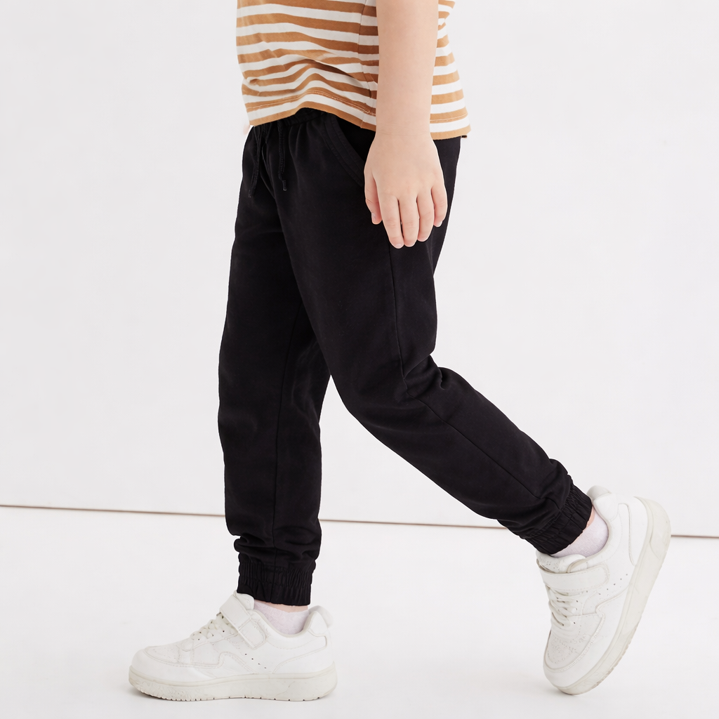 Boys Cotton Joggers- Black
