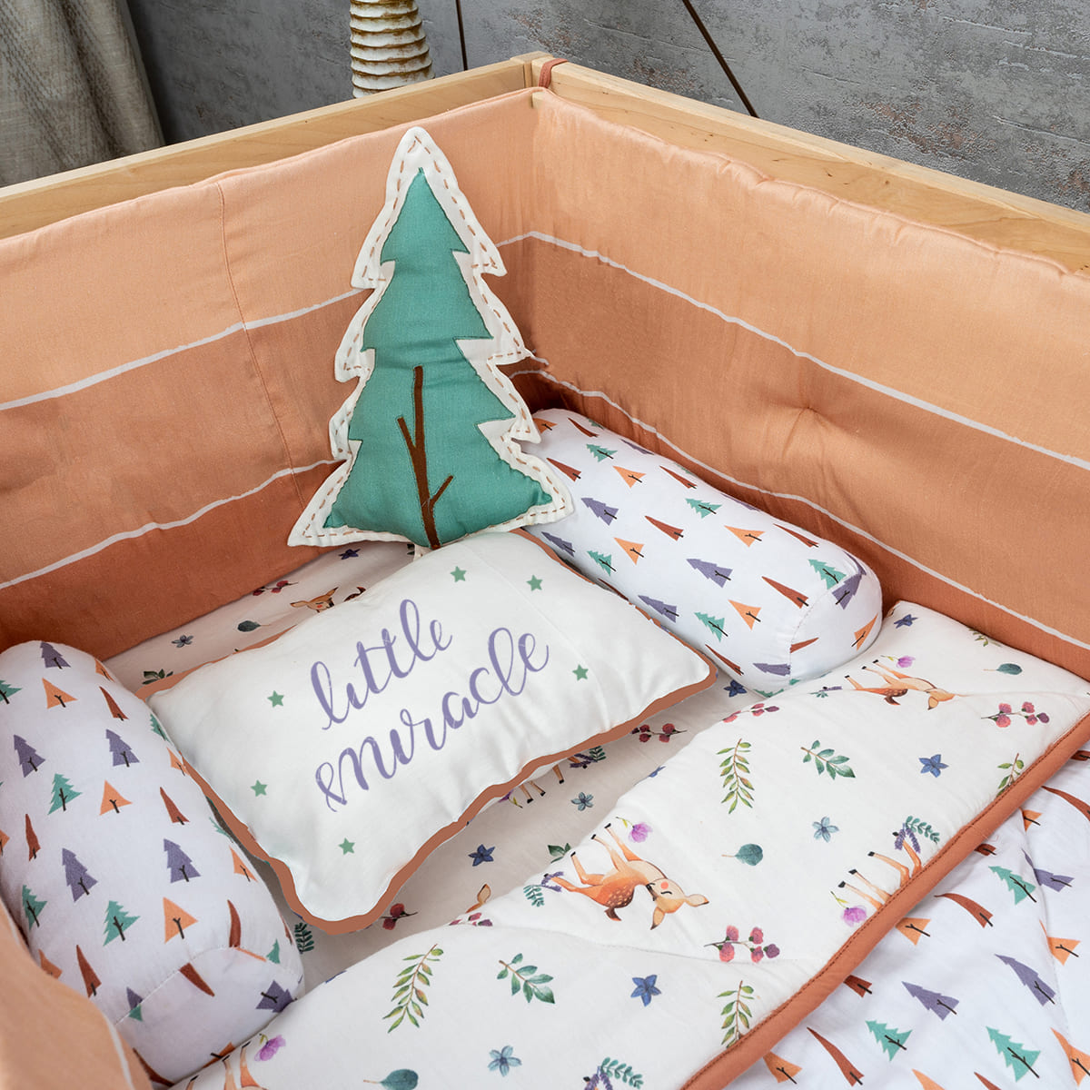 Cot Bedding Set with Bumper - Enchanted Forest | Set of 7