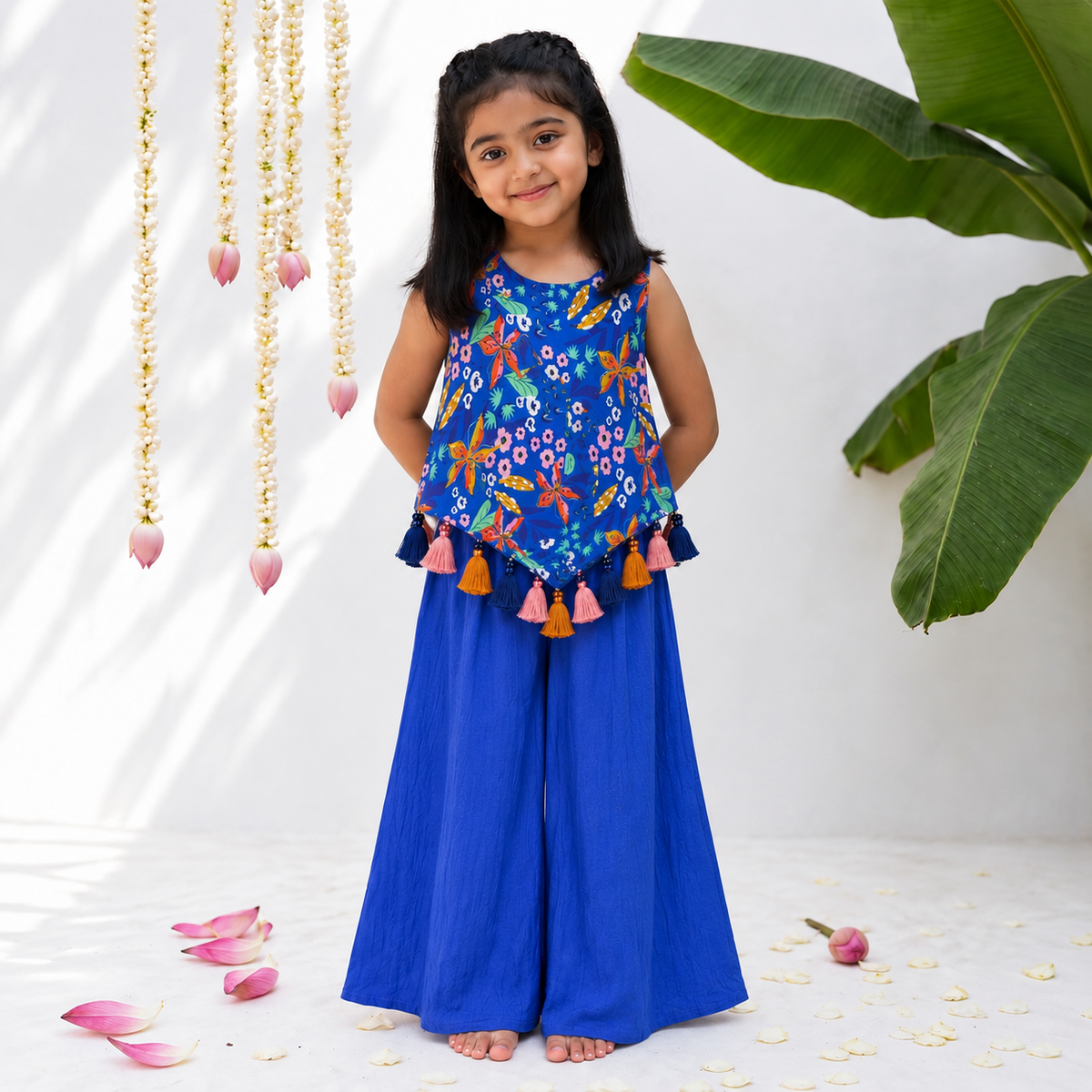 Girls Palazzo Set- Midnight Garden