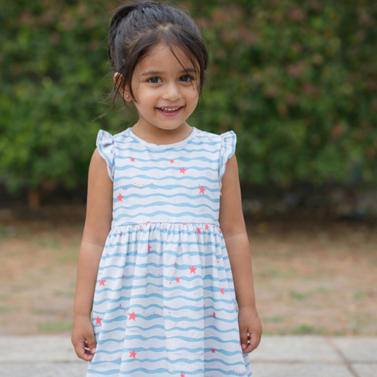 Girls Cotton Frock- Waves