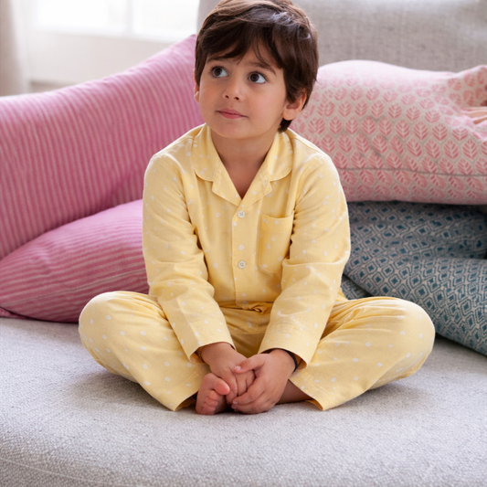 Cotton Nightsuit- Yellow Grasslands