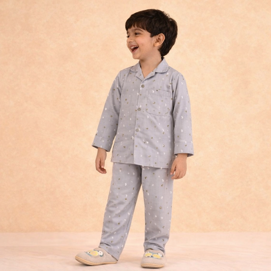 Cotton Nightsuit- Grey Sky