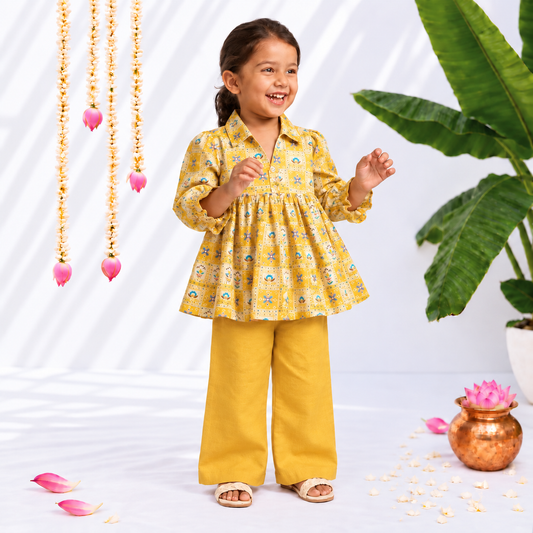 Girls Peplum Set- Marigold