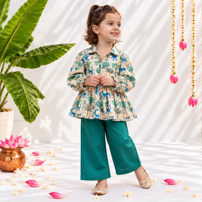Girls Peplum Set- Jungle