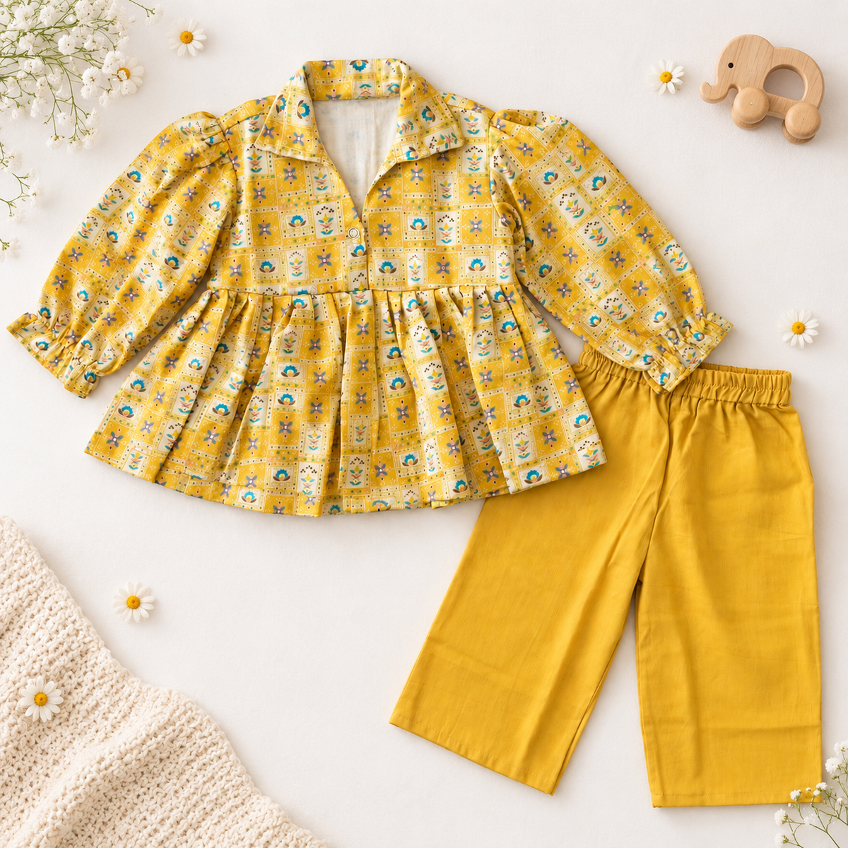 Girls Peplum Set- Marigold