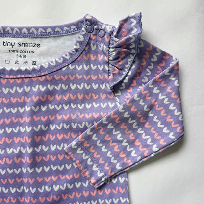 Girls Cotton Full-Sleeve Top- Purple Hearts