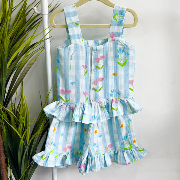 Girls Co-Ord Set- Blue Ghingham