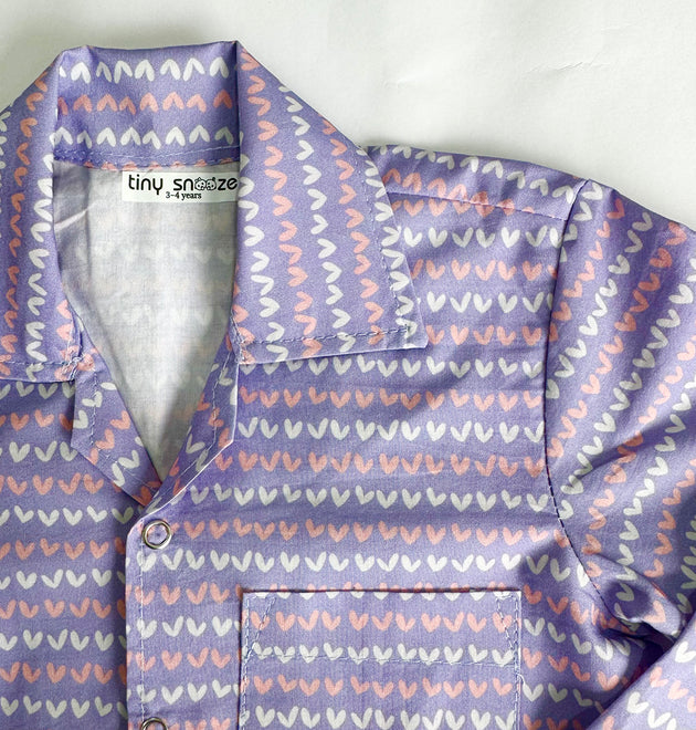 Cotton Nightsuit- Purple Hearts