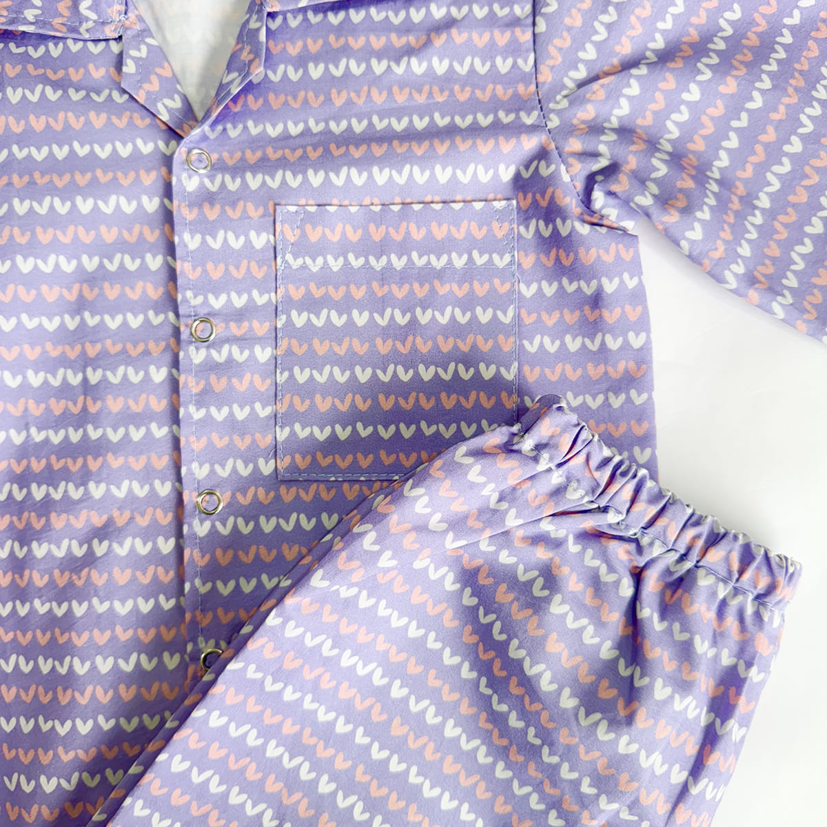 Cotton Nightsuit- Purple Hearts