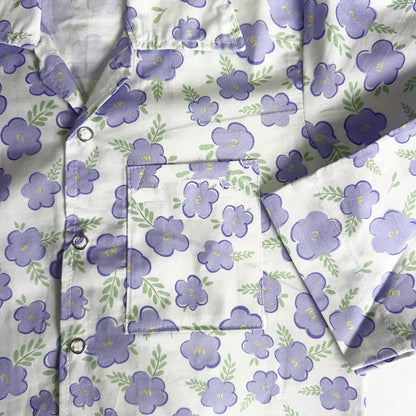 Cotton Nightsuit- Purple Flowers