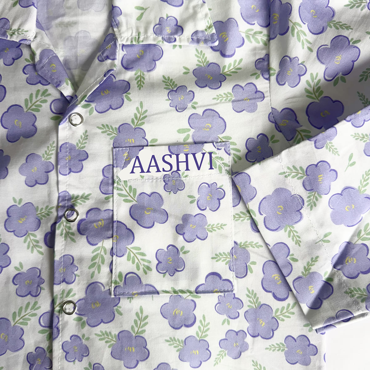 Cotton Nightsuit- Purple Flowers
