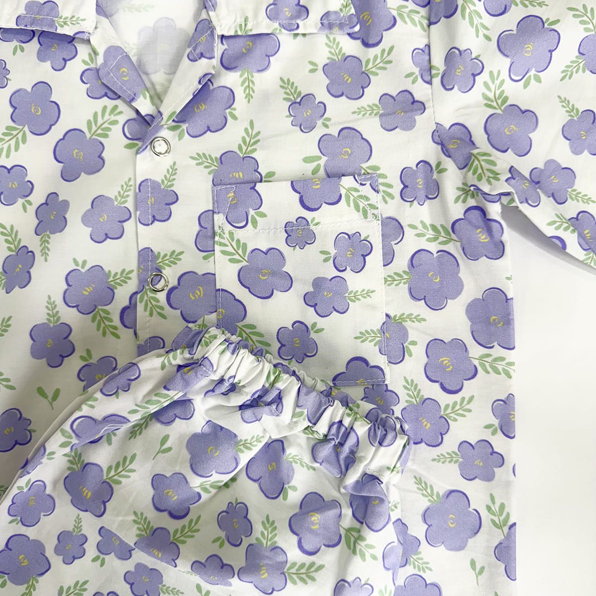 Cotton Nightsuit- Purple Flowers