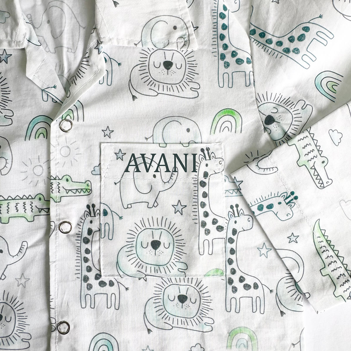 Cotton Nightsuit- Grey Animals