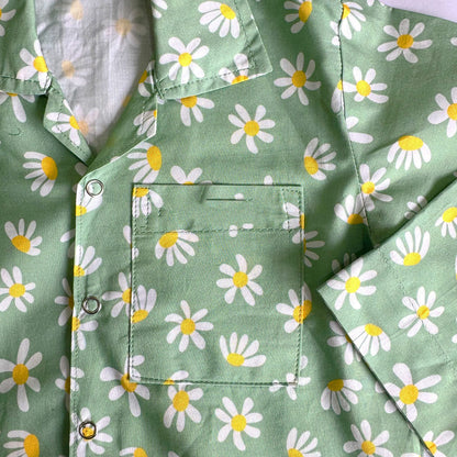 Cotton Nightsuit- Green Flowers